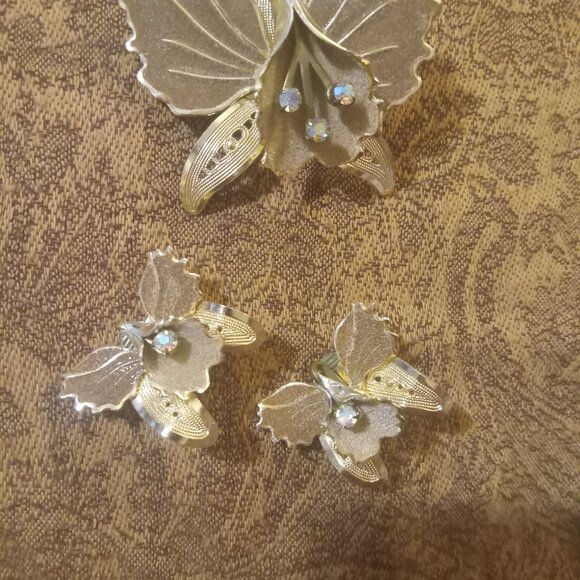 Antique  art noveau Pinchbeck  Sugared Enamelled brooch w/matching earrings-SET - Picture 12 of 13